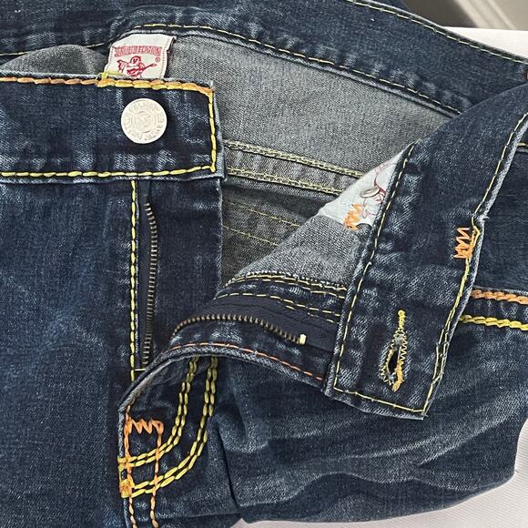 True Religion Vintage Y2K Mens Jeans 34x34 Yellow/Orange Stitching Flap Pocket - Picture 5 of 16